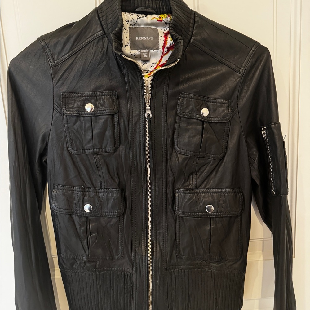 Kenna-T Black Real Leather Jacket
